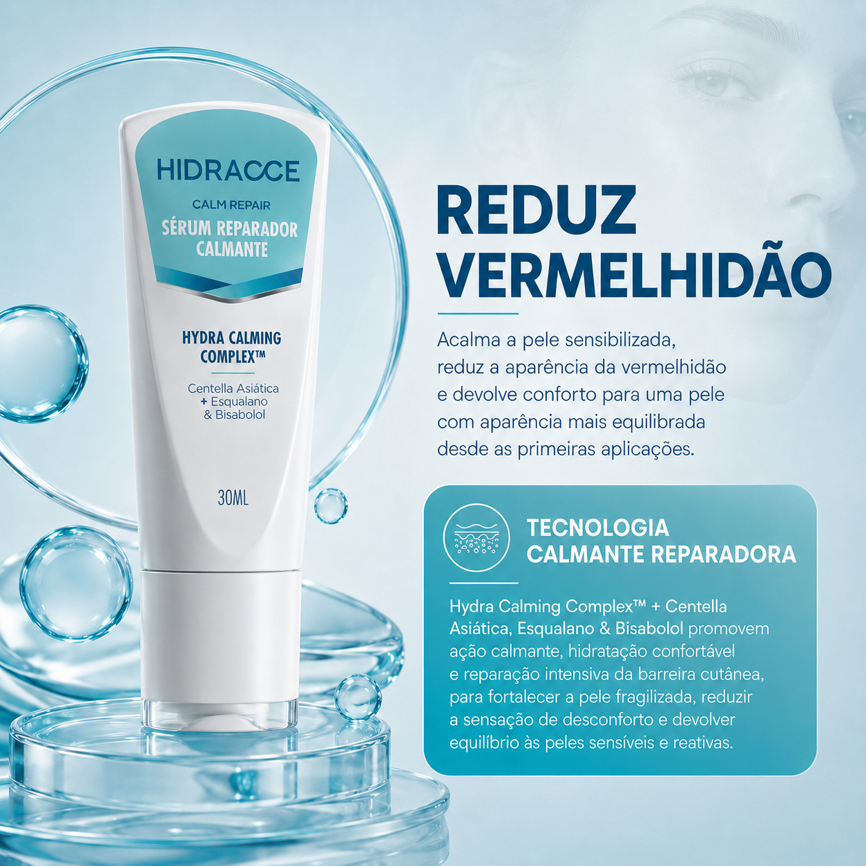 Protocolo HidraRepair Calmante - Rosácea, Dermatite, Pele sensível