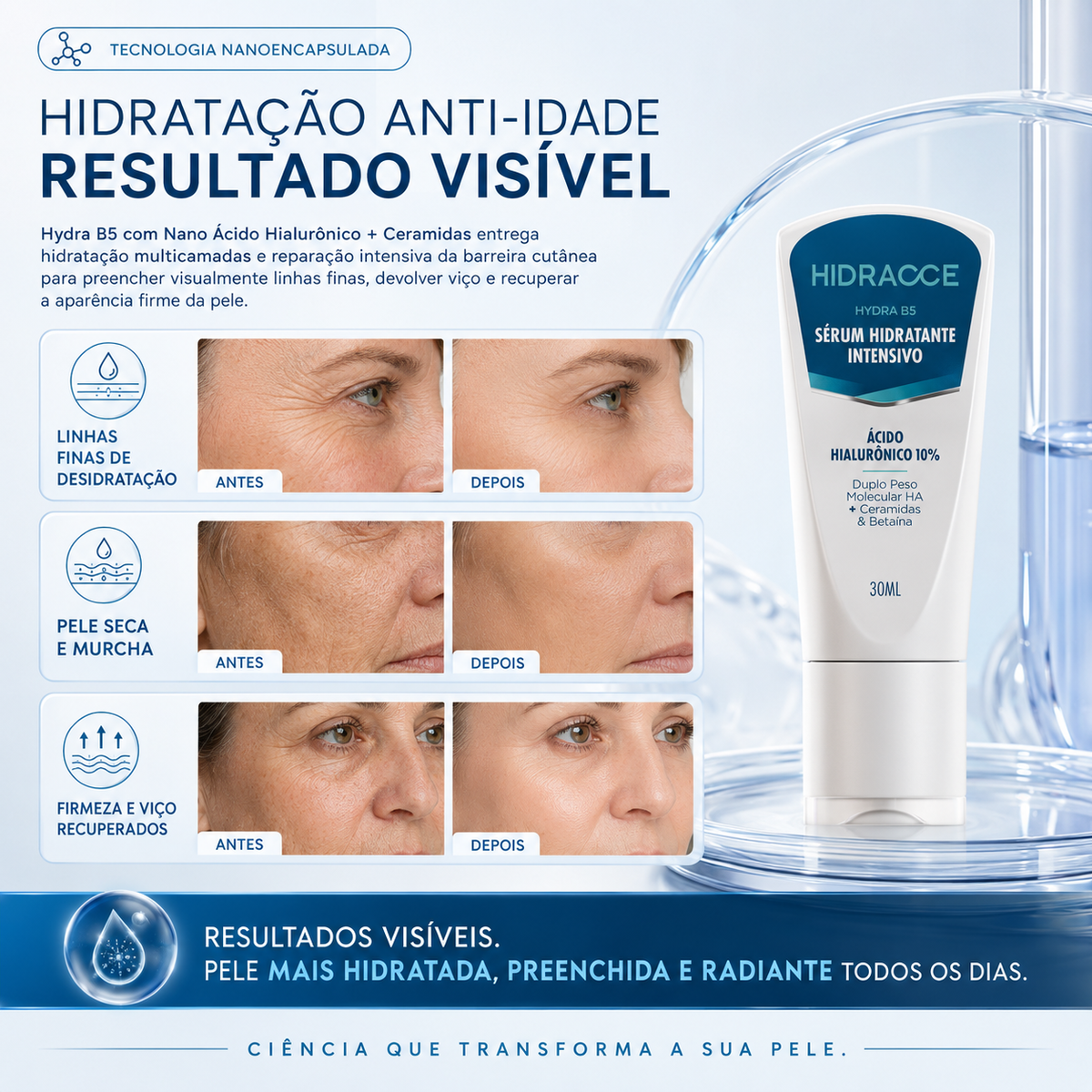 Sérum Nano Ácido Hialurônico Anti-idade Hydra B5
